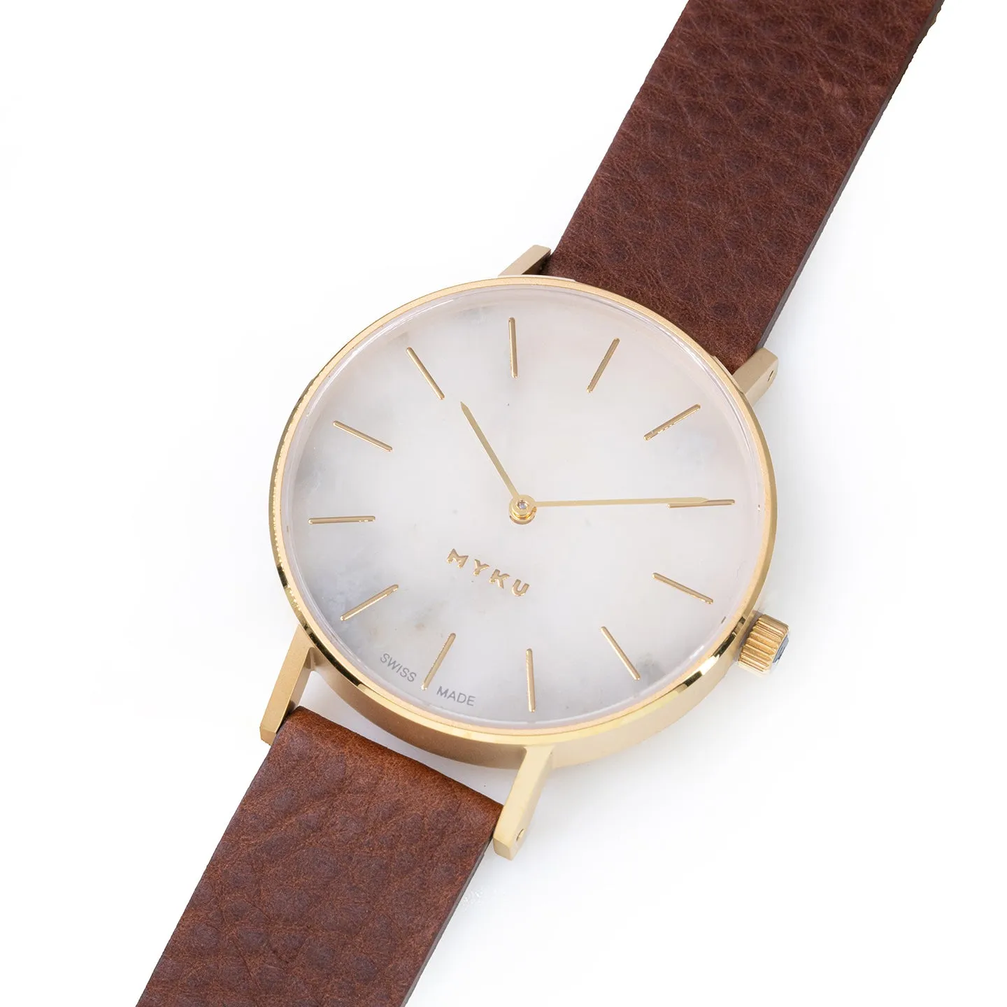 MYKU White Marble Gold 38mm Watch