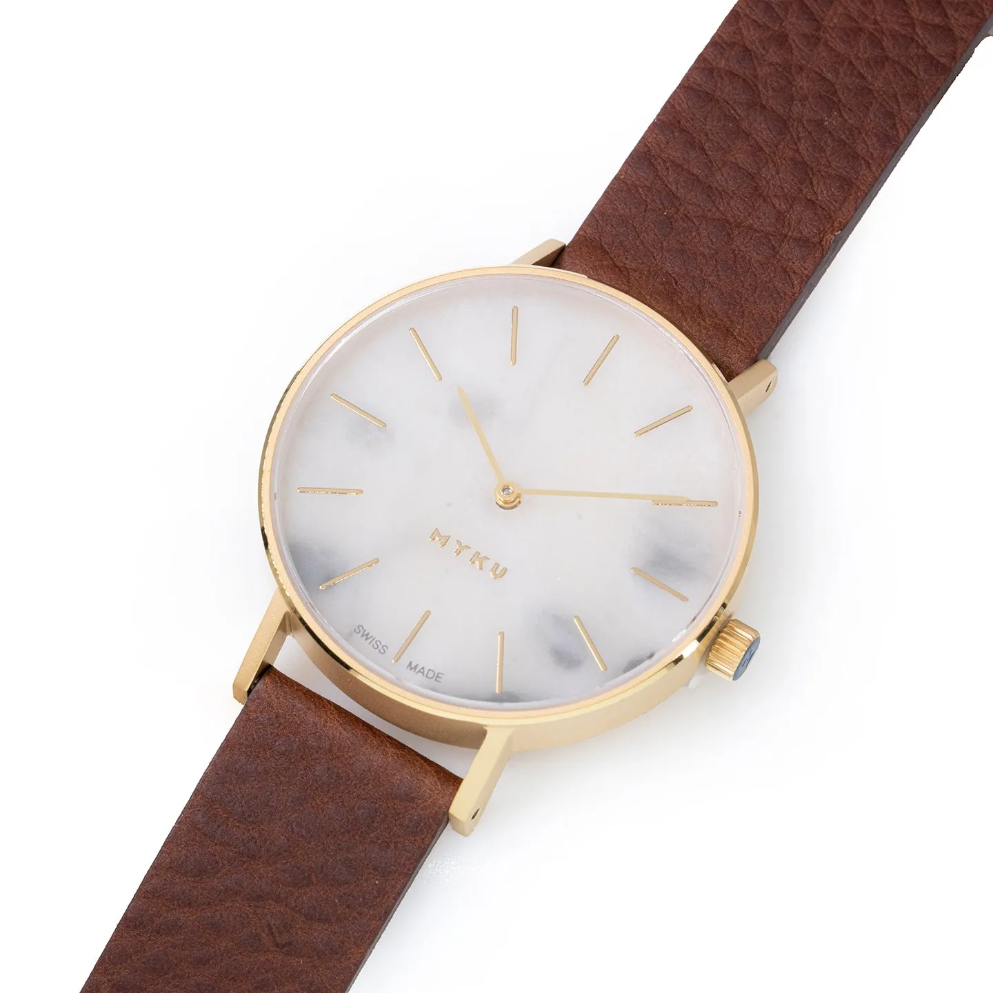 MYKU White Marble Gold 38mm Watch