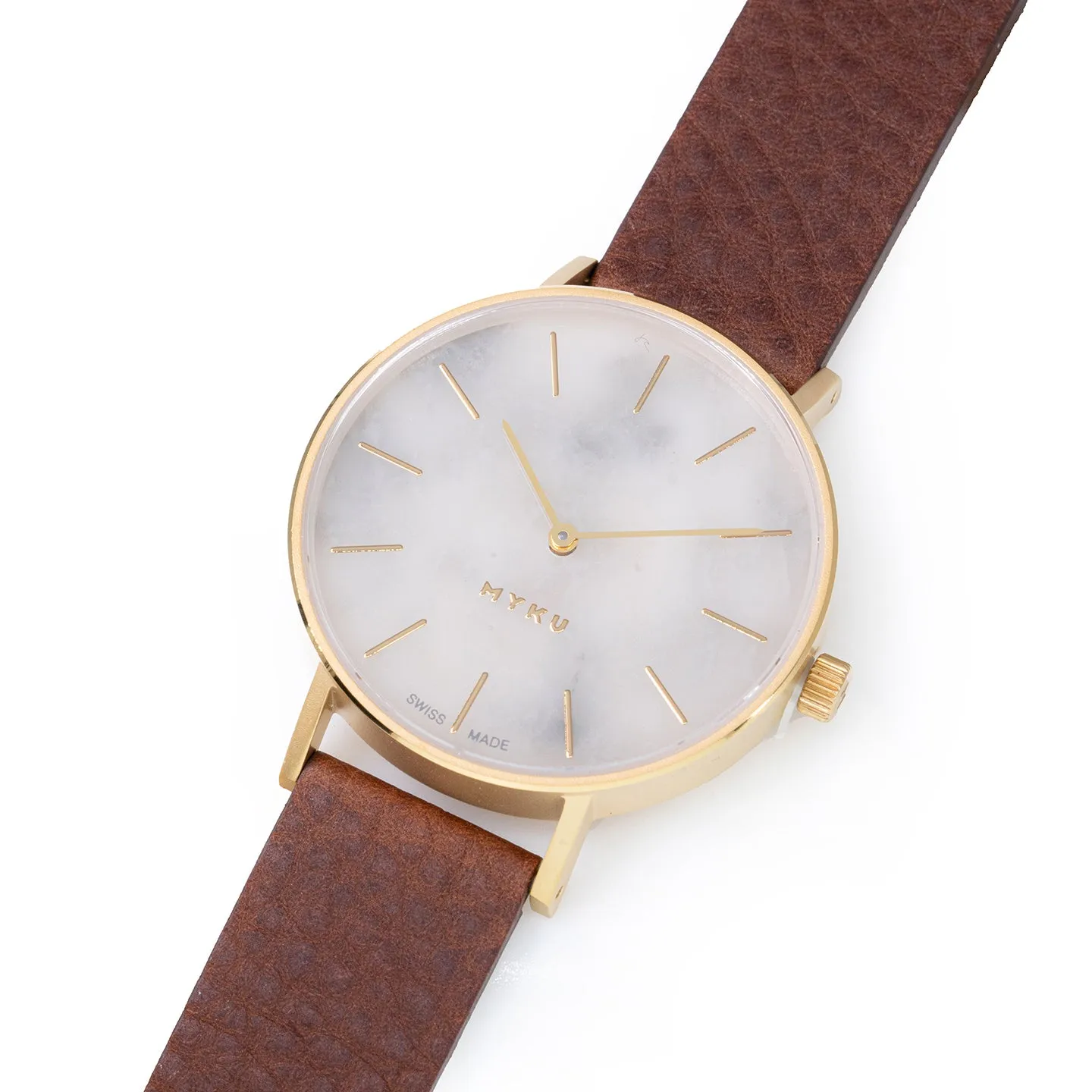 MYKU White Marble Gold 38mm Watch