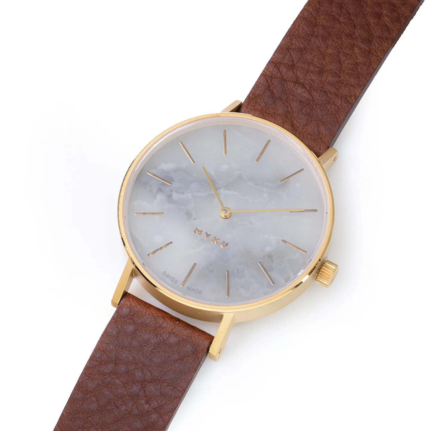 MYKU White Marble Gold 38mm Watch