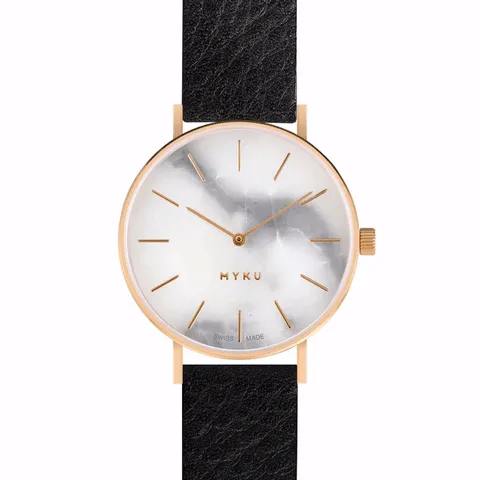 MYKU White Marble Gold 38mm Watch