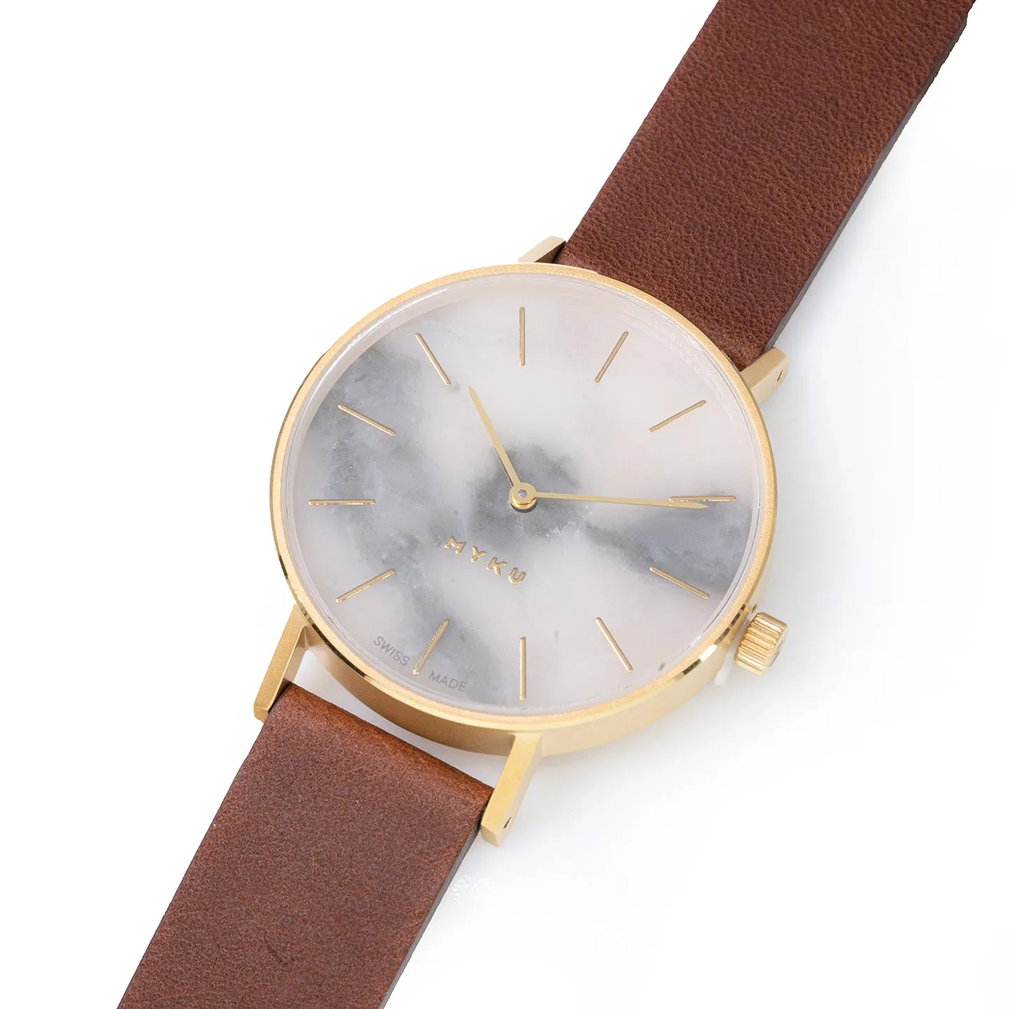 MYKU White Marble Gold 38mm Watch