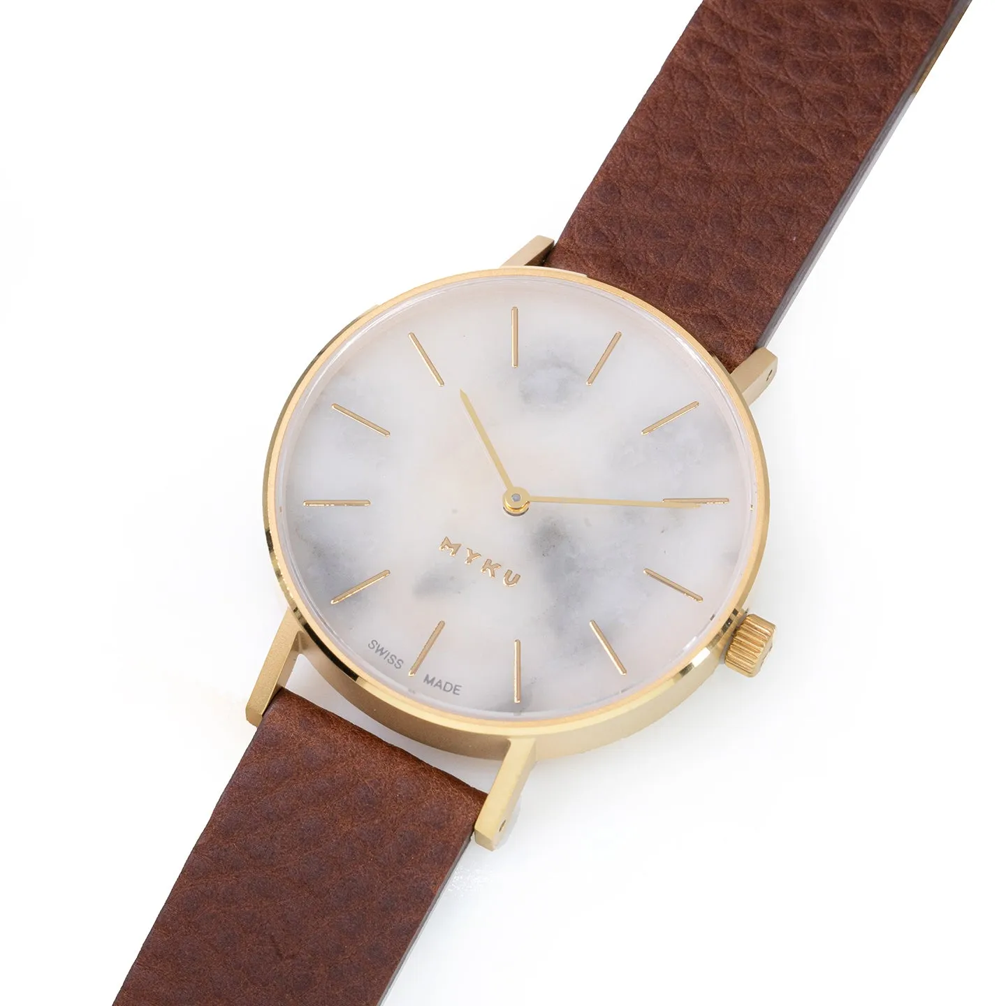 MYKU White Marble Gold 38mm Watch