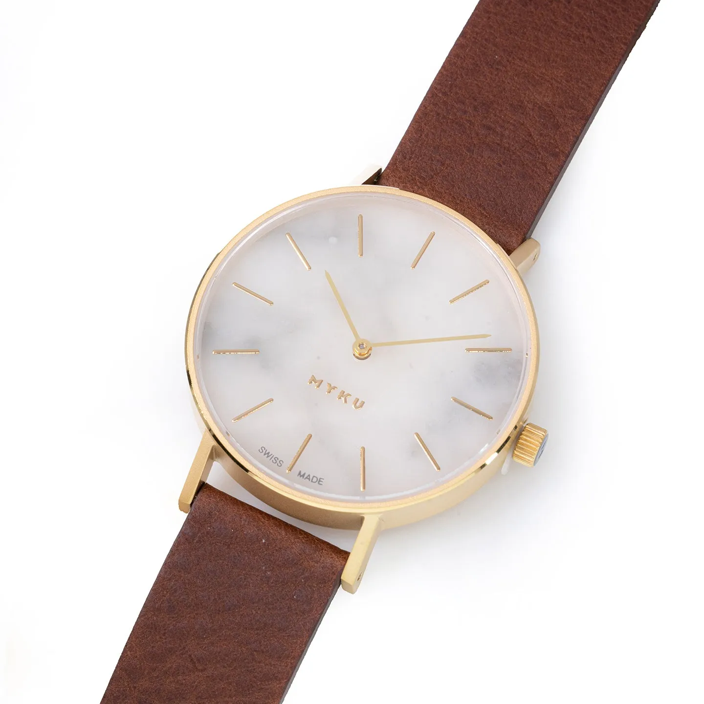 MYKU White Marble Gold 38mm Watch