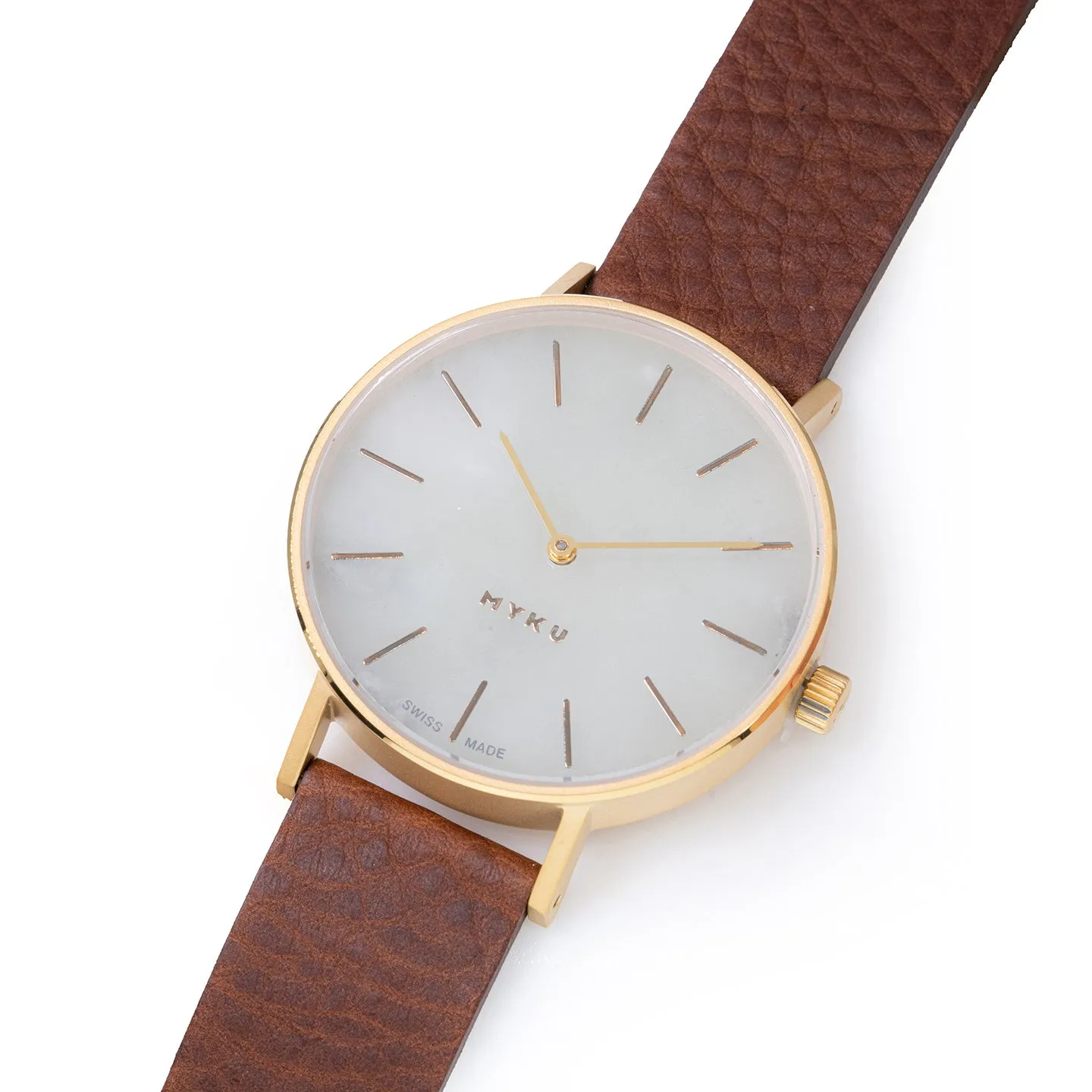 MYKU White Marble Gold 38mm Watch