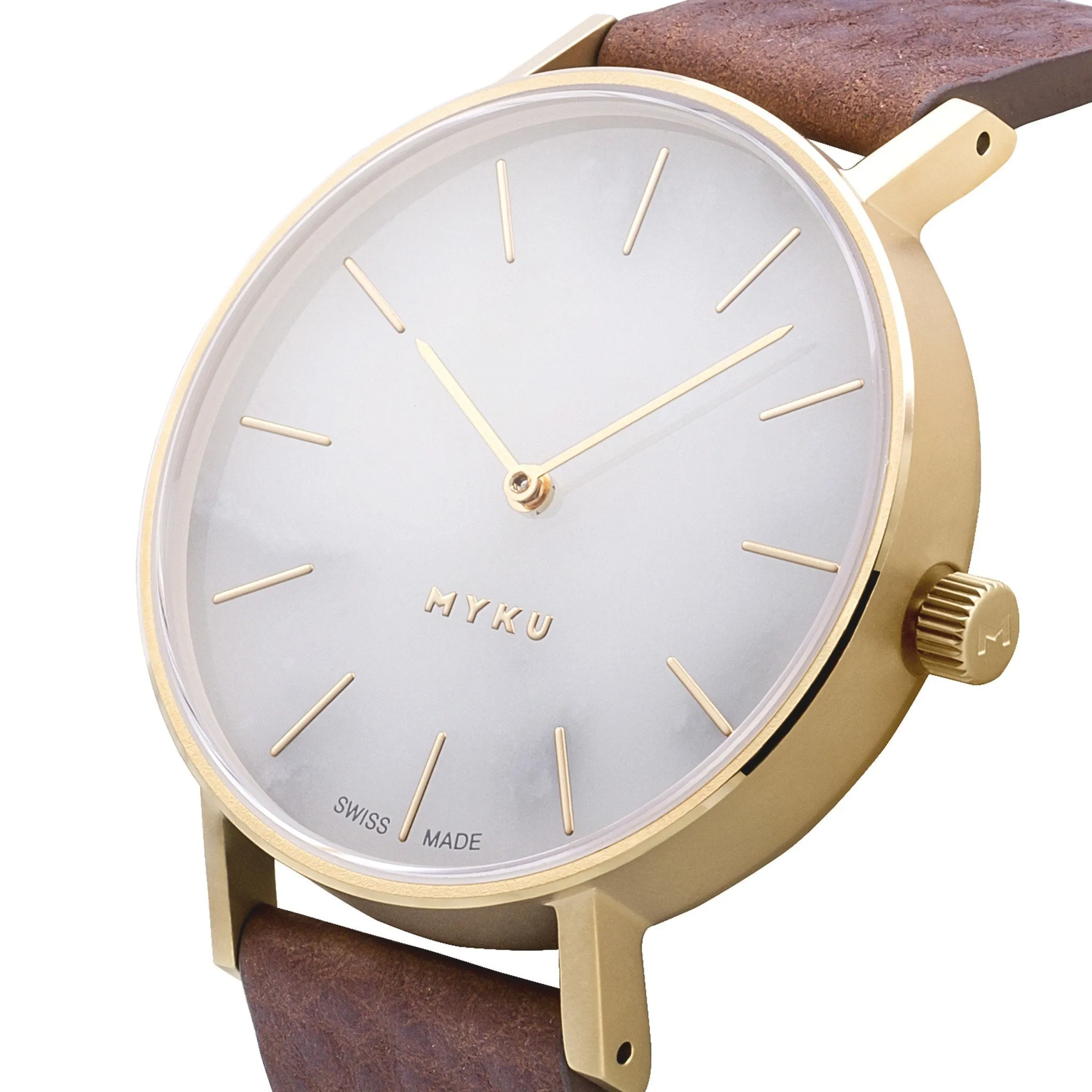 MYKU White Marble Gold 38mm Watch