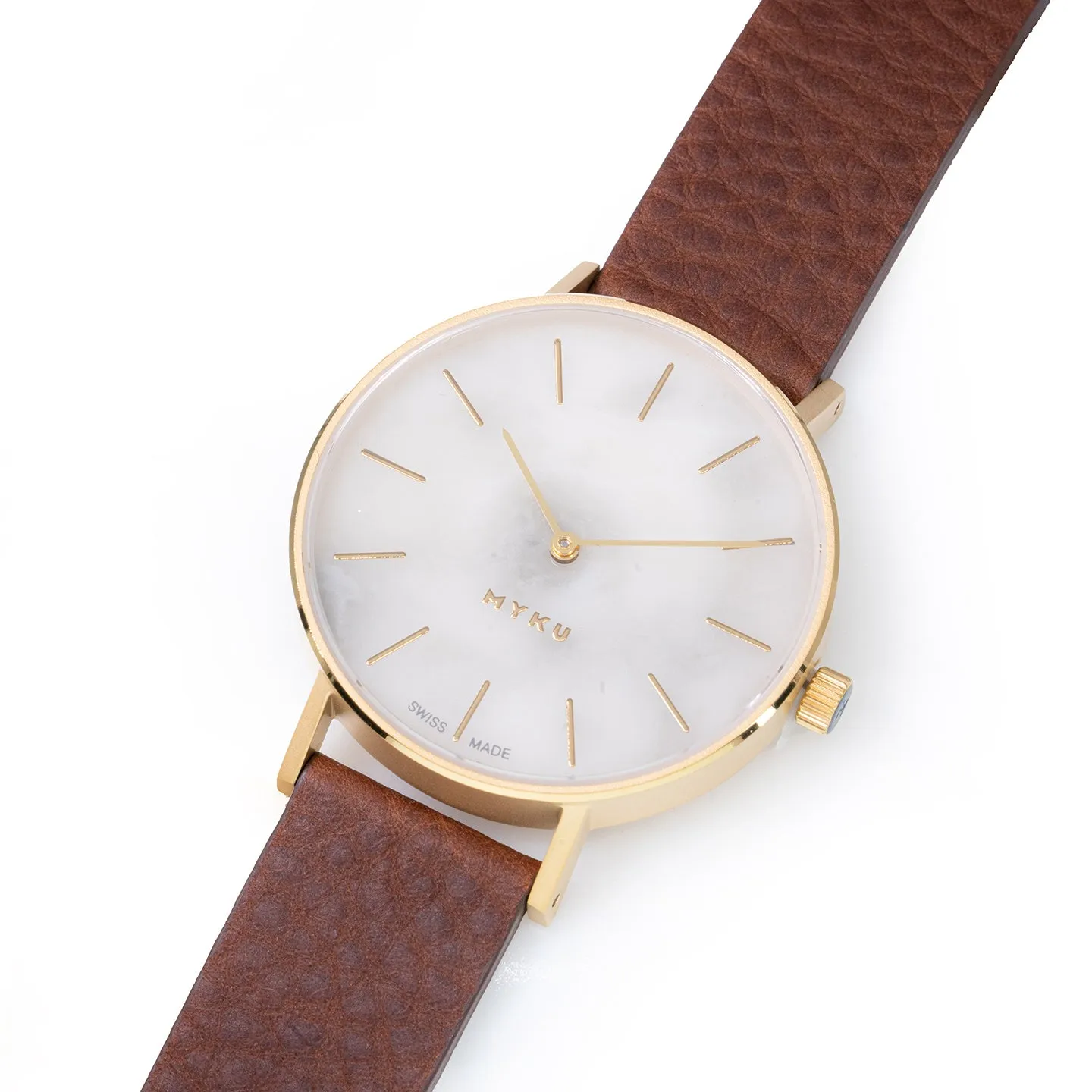 MYKU White Marble Gold 38mm Watch