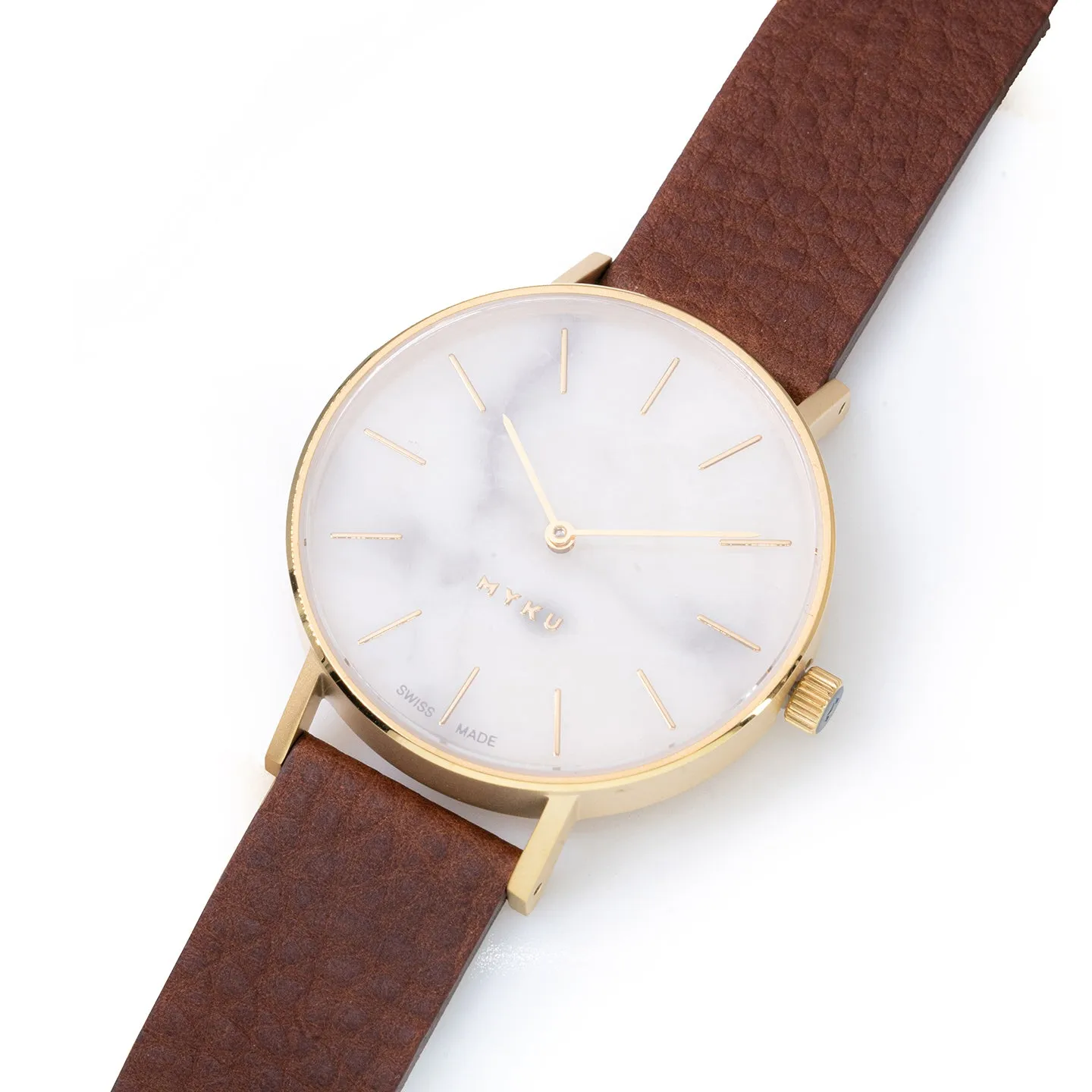 MYKU White Marble Gold 38mm Watch