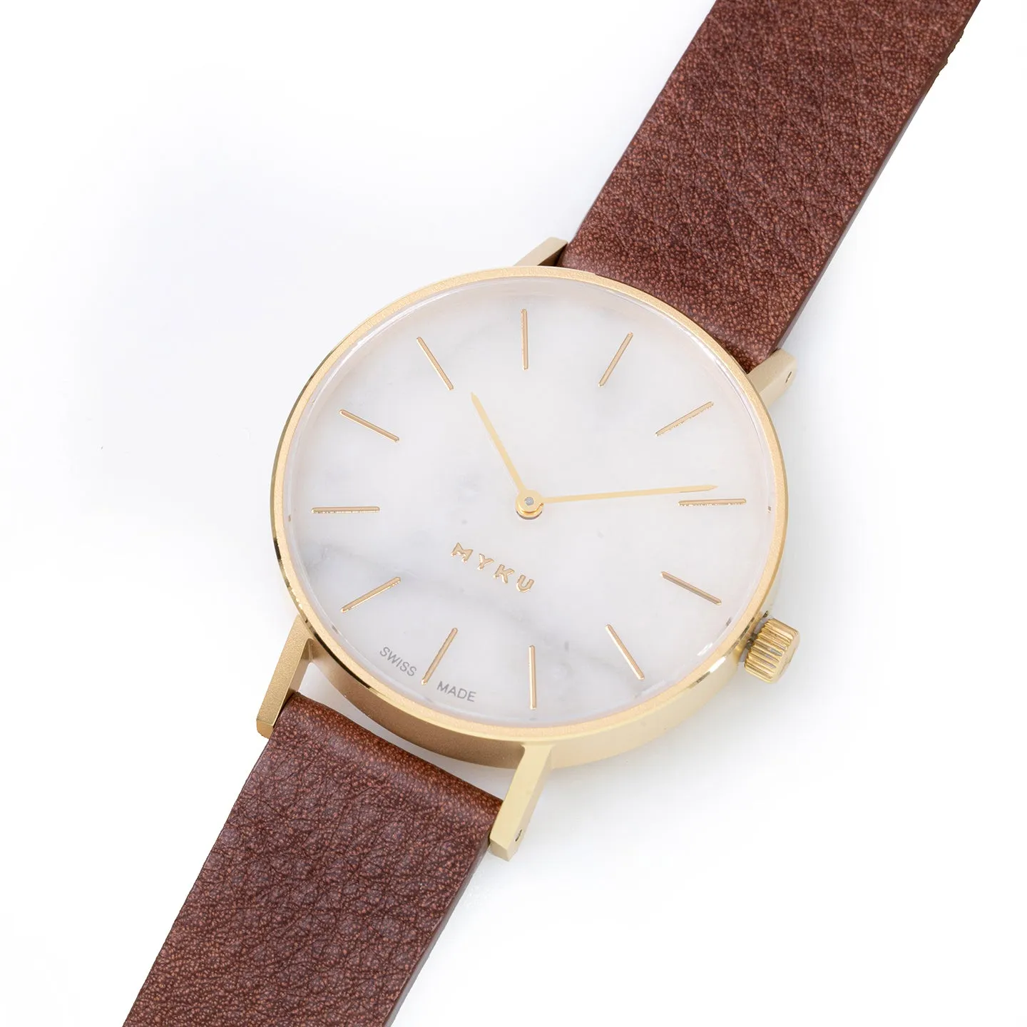 MYKU White Marble Gold 38mm Watch