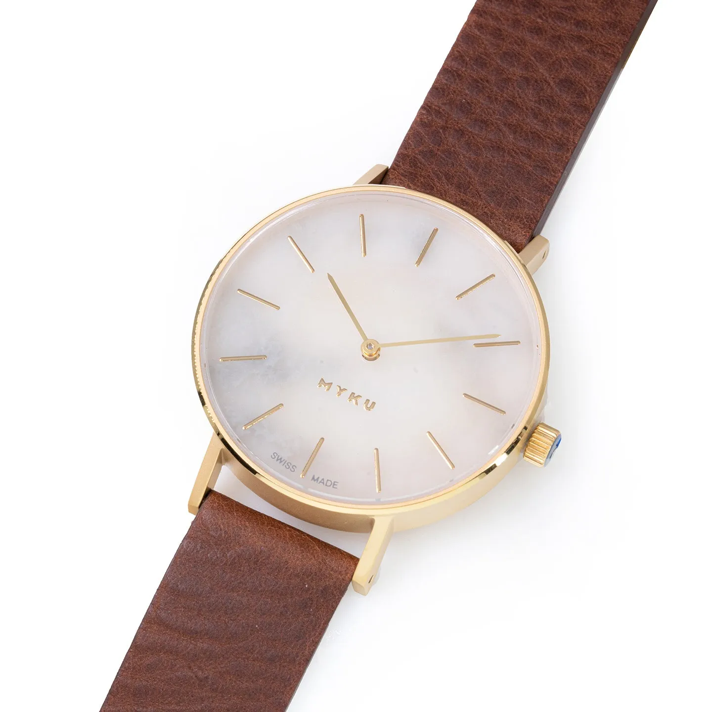 MYKU White Marble Gold 38mm Watch