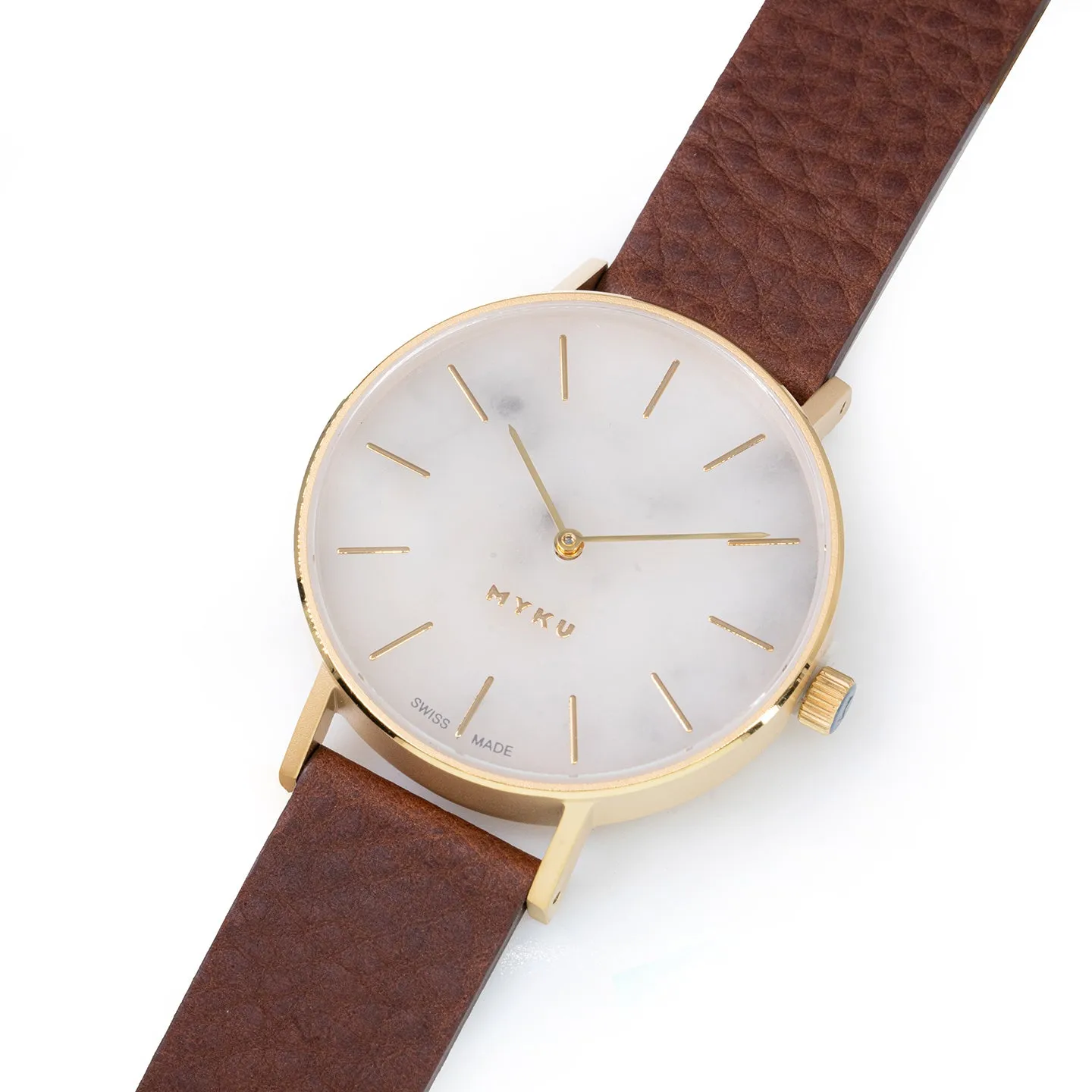 MYKU White Marble Gold 38mm Watch