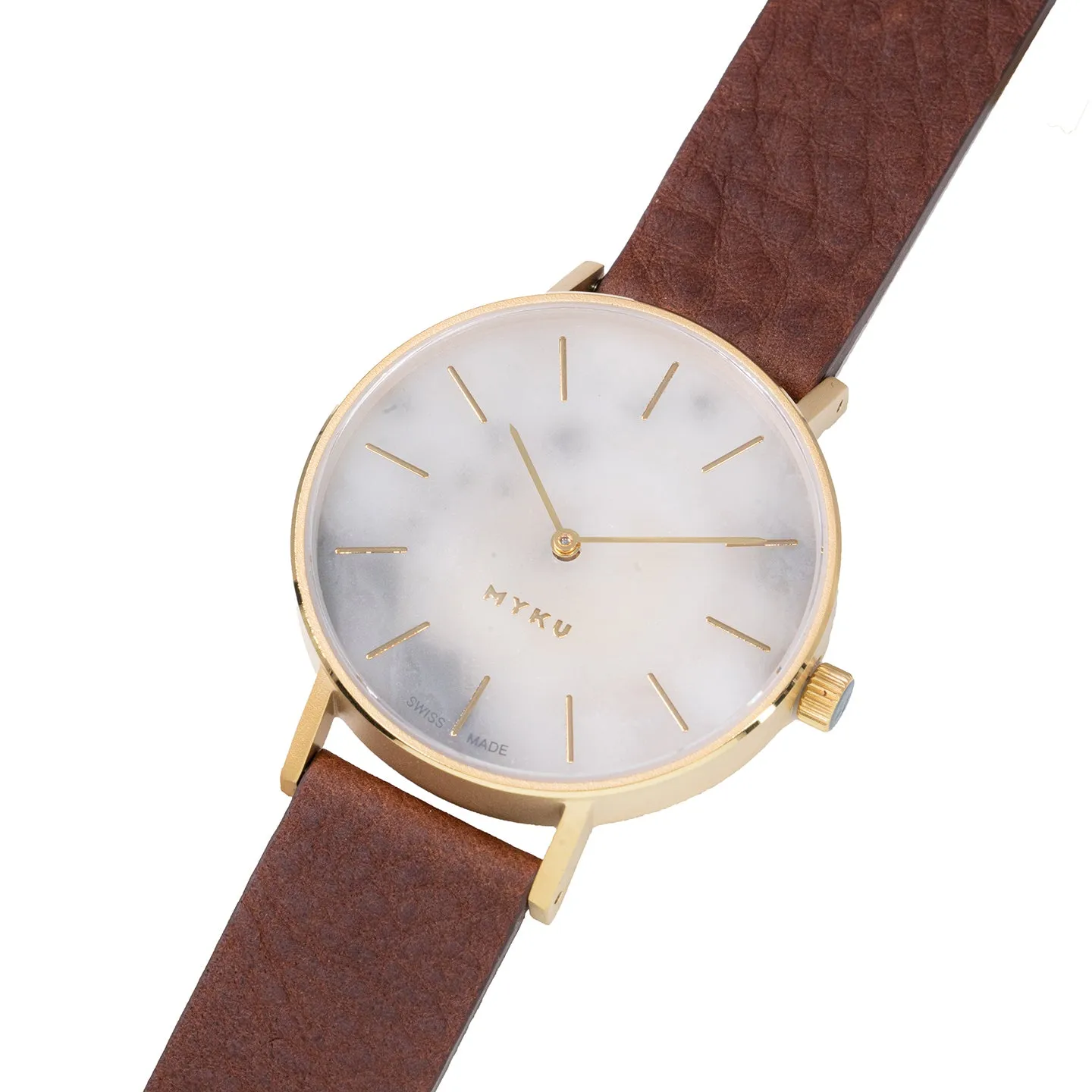 MYKU White Marble Gold 38mm Watch