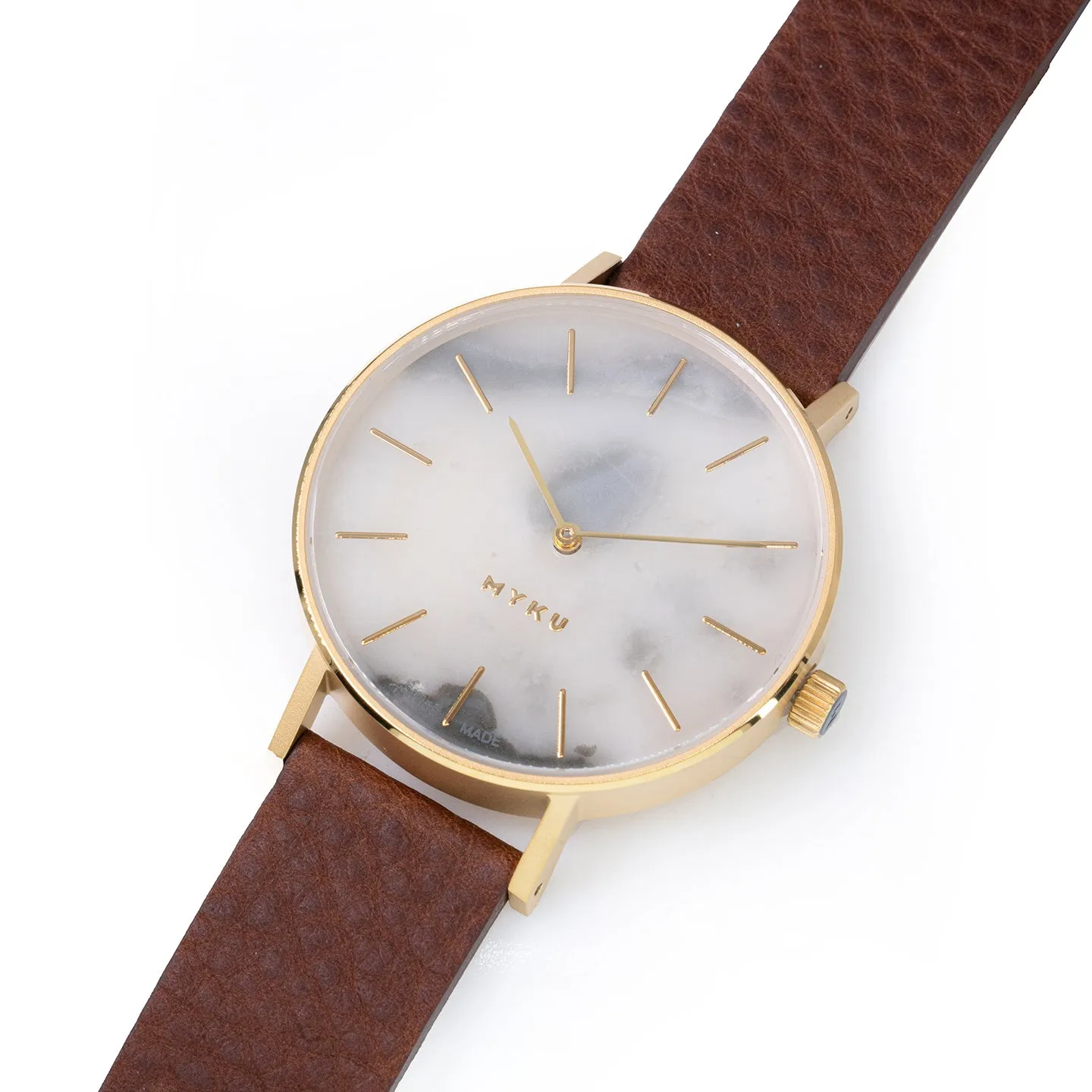 MYKU White Marble Gold 38mm Watch