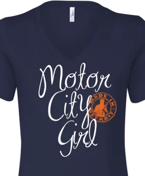 Navy Motor City Girl V-Neck