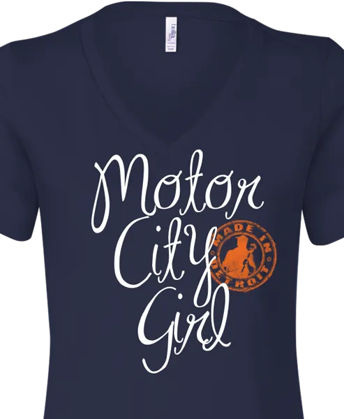 Navy Motor City Girl V-Neck