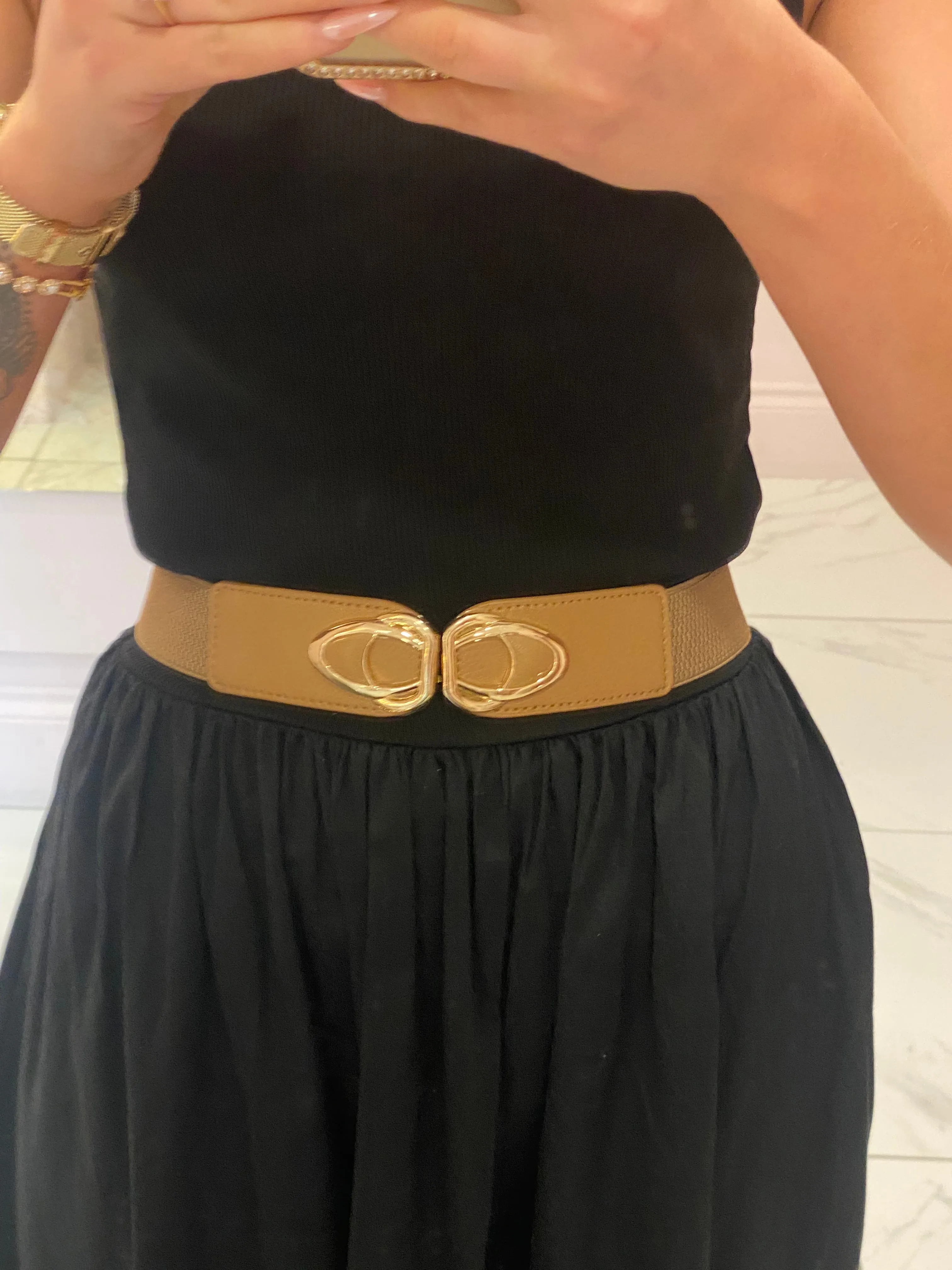 Nude & Gold Stretchy Belt