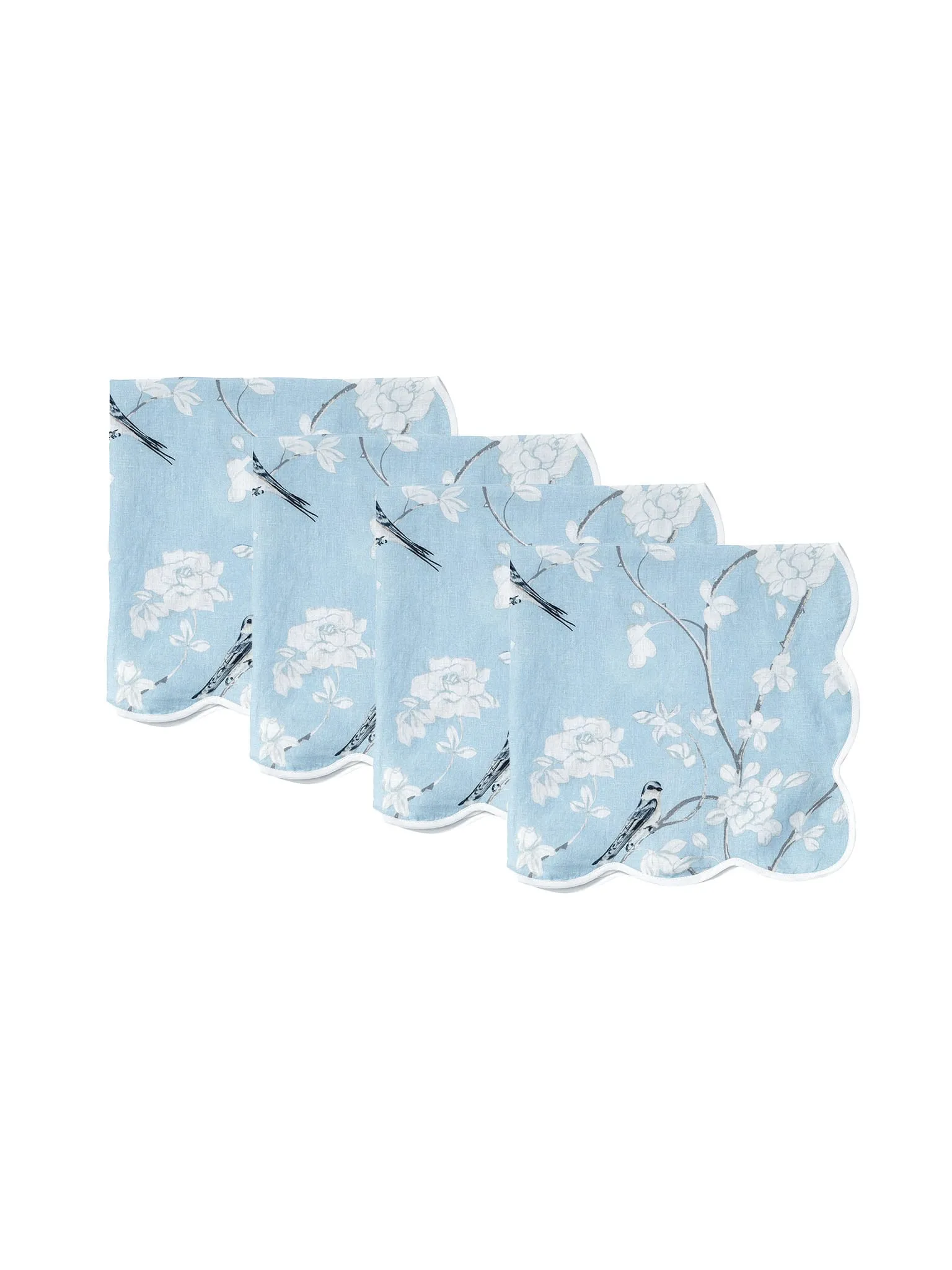 Pale Blue Gardenia Organic Linen Napkins (set of 4)