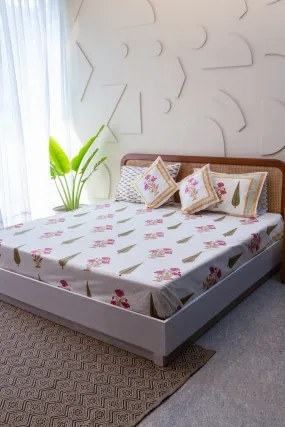 Regal Patterns Hand Block Print Premium Cotton Bedsheet with 2 Pillow Covers & 2 Cushion Covers