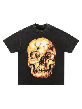 Retro Washed Dark Gold Skull T-shirt