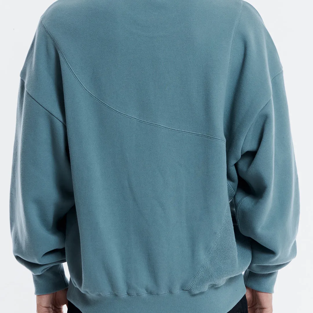 REVERSE PANEL SWEATSHIRT - AQUA SMOKE