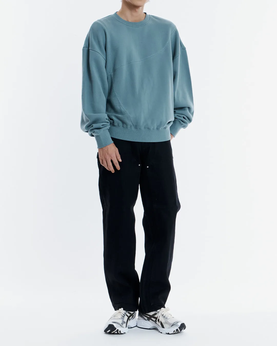 REVERSE PANEL SWEATSHIRT - AQUA SMOKE