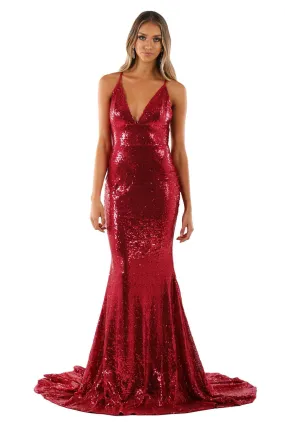 Roselle Gown - Wine (L,XL - Clearance Sale)