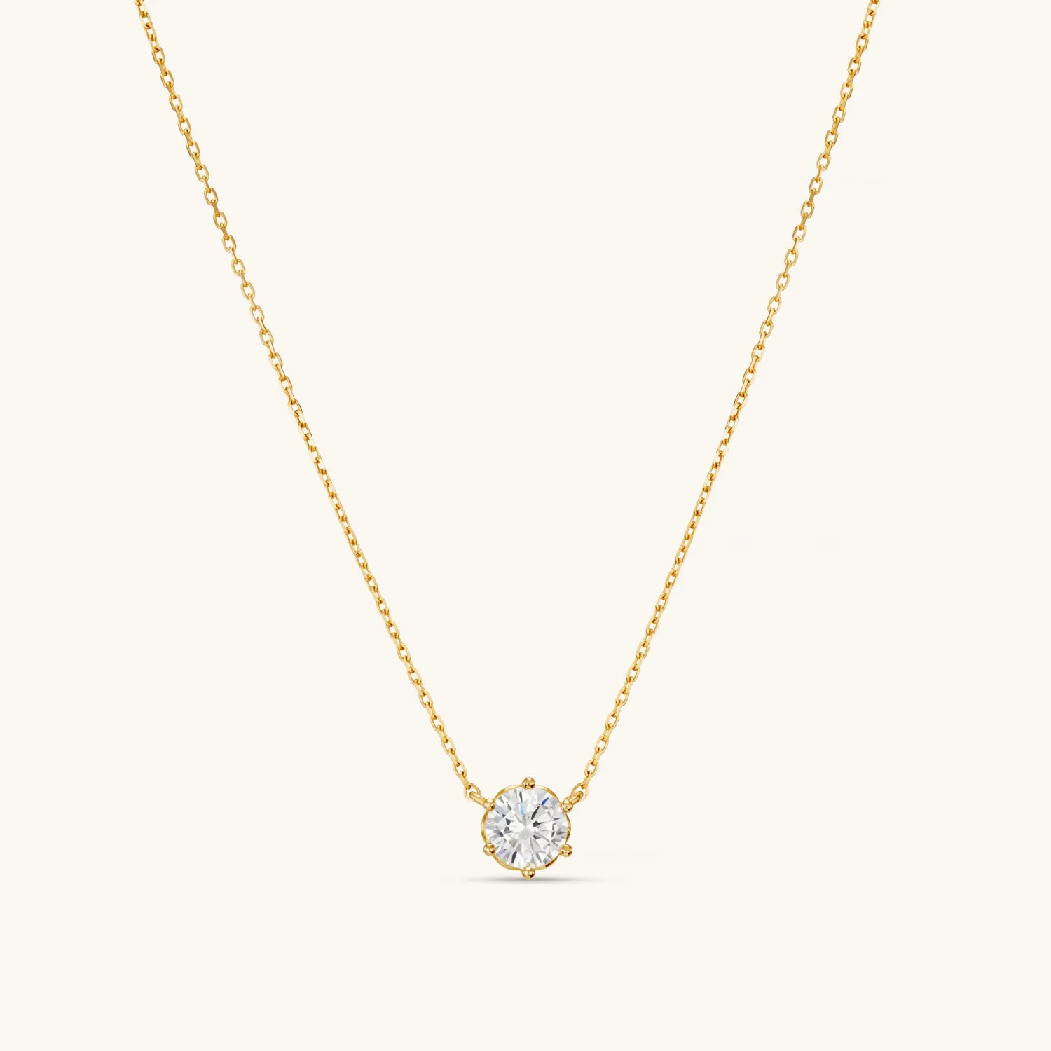 Solid Gold Floating Crystal Necklace