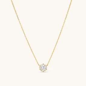 Solid Gold Floating Crystal Necklace