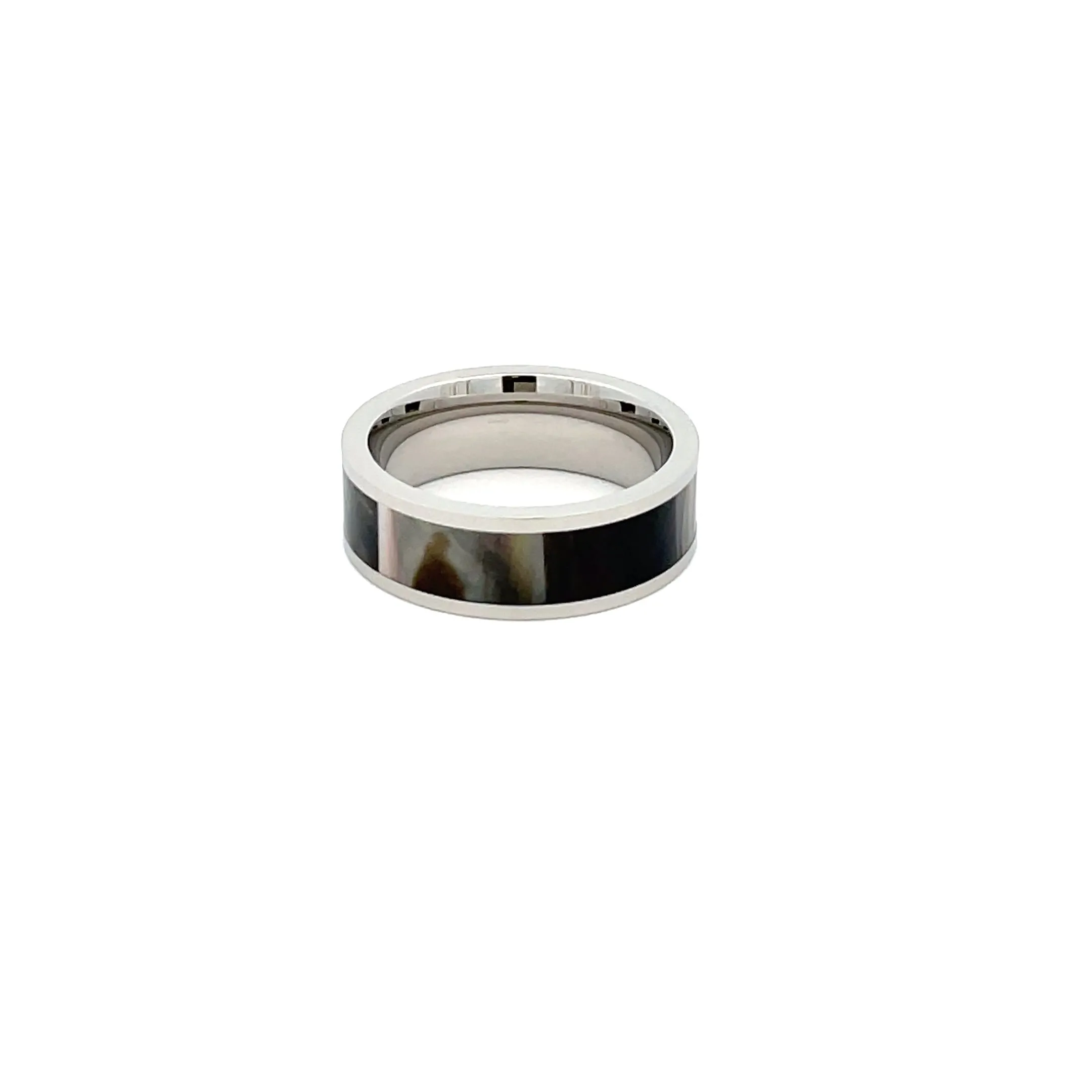 Stainless Steel Black Mother of Pearl Ring