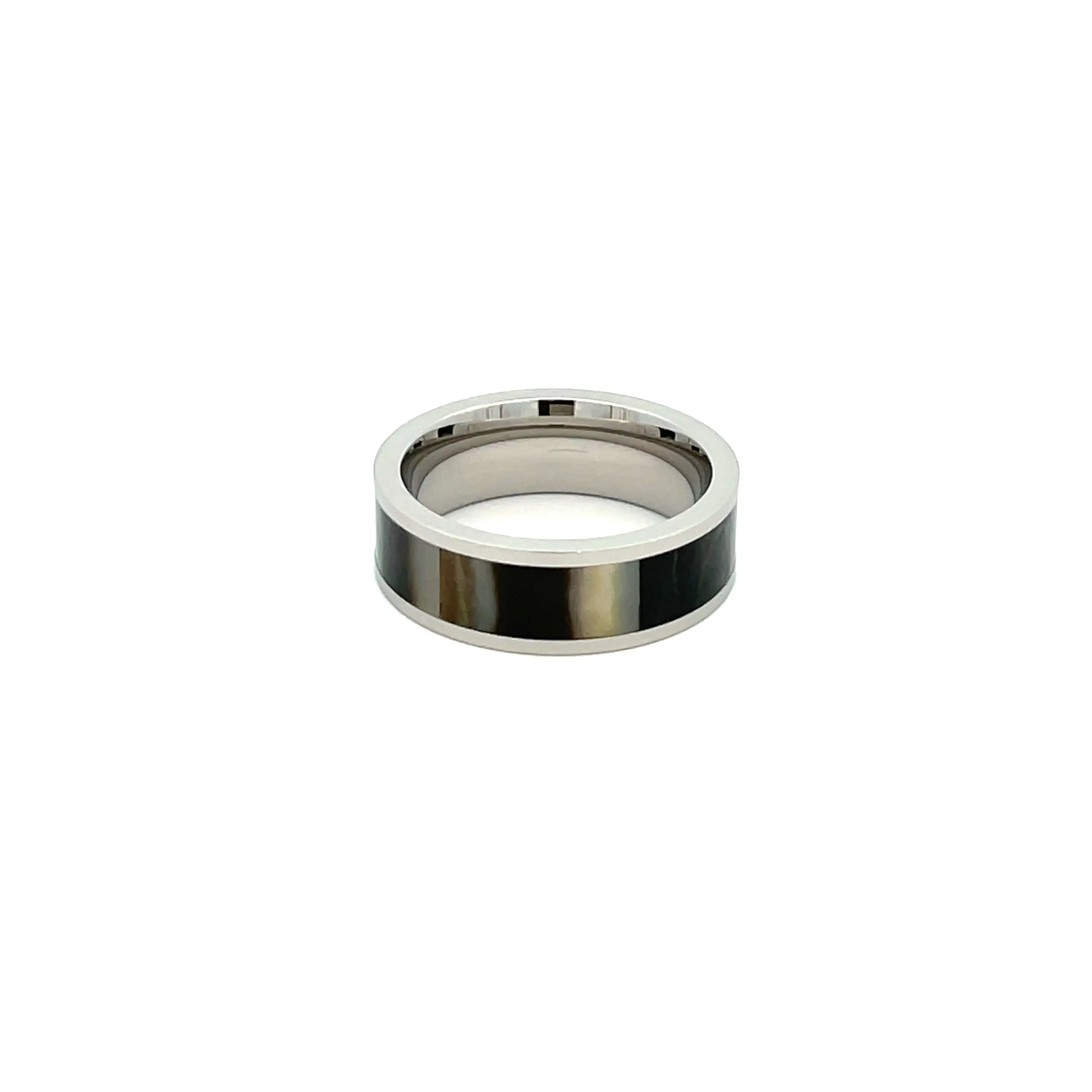 Stainless Steel Black Mother of Pearl Ring