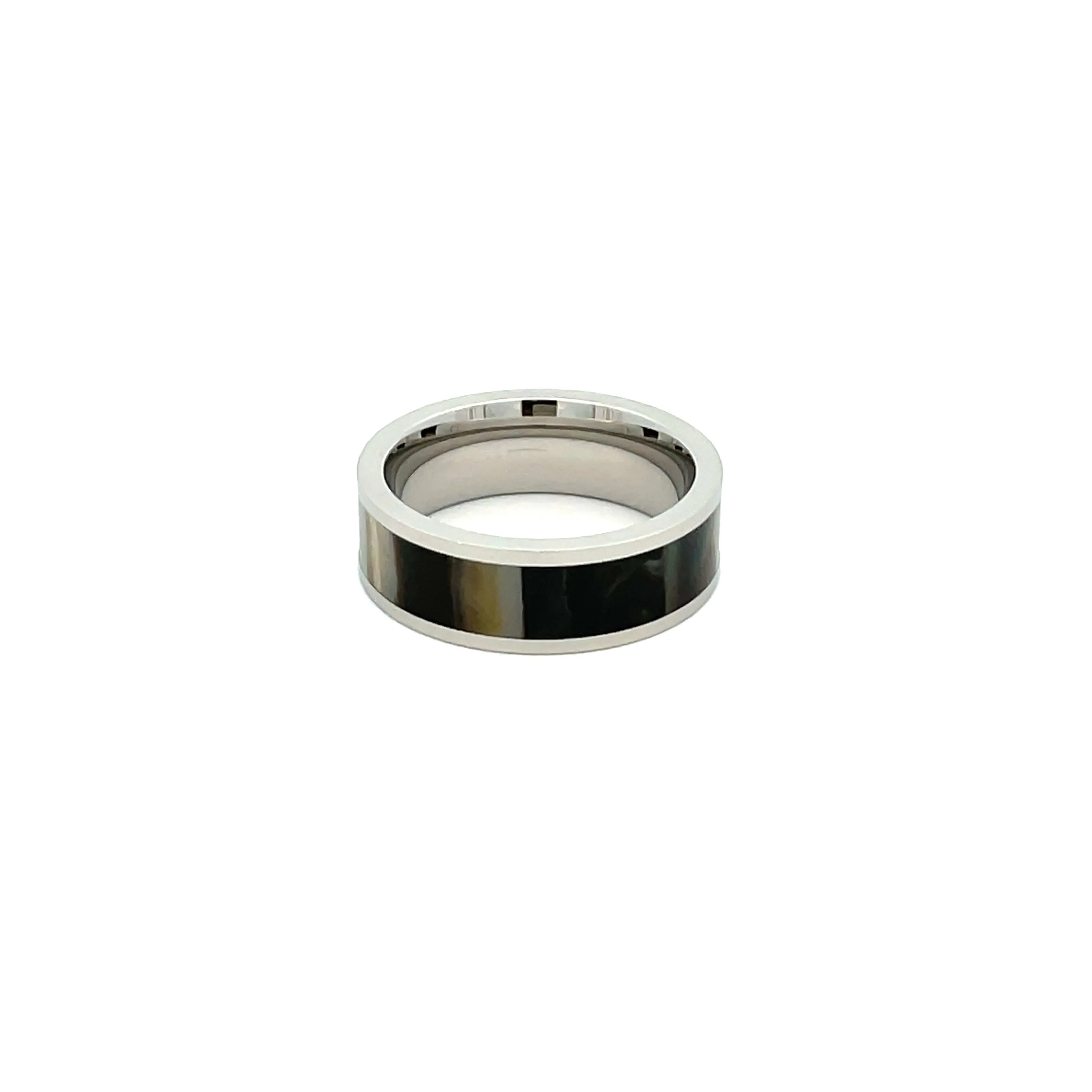 Stainless Steel Black Mother of Pearl Ring