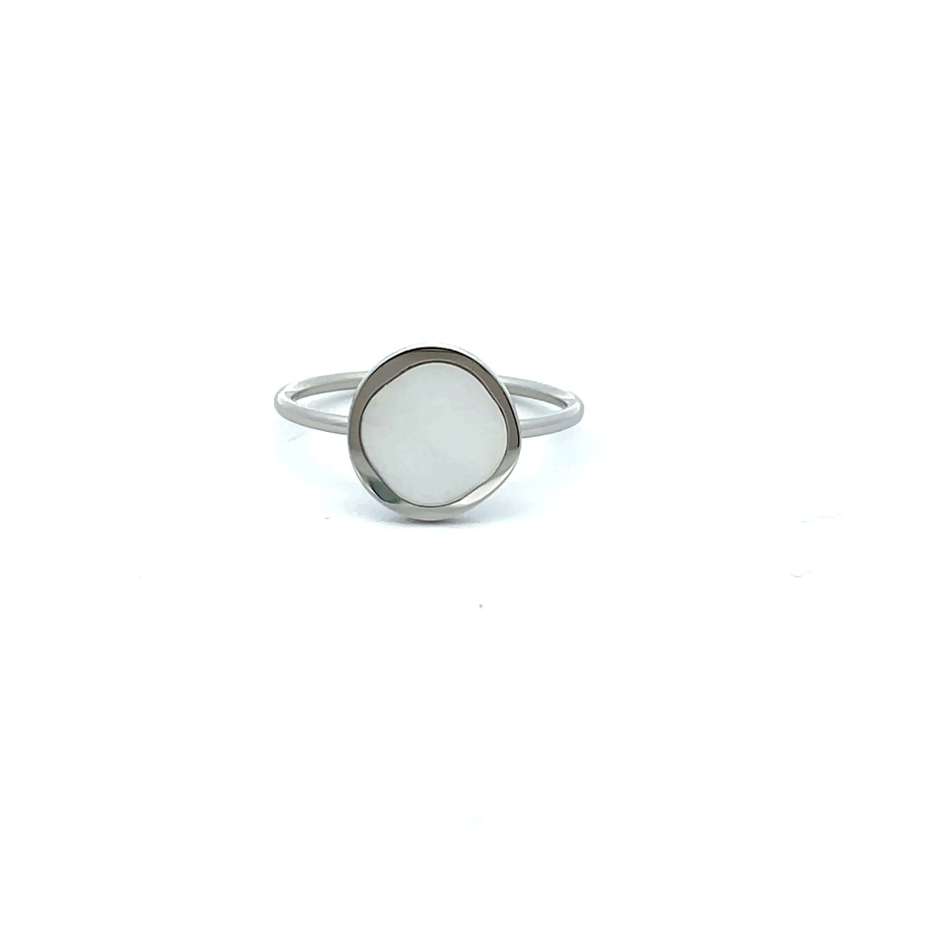 Stainless Steel White Mother Of Pearl Ring