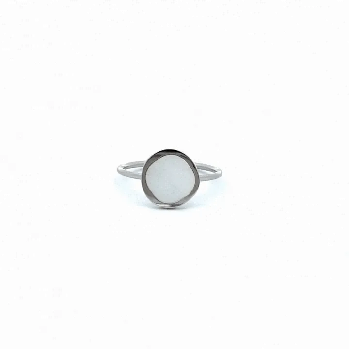 Stainless Steel White Mother Of Pearl Ring