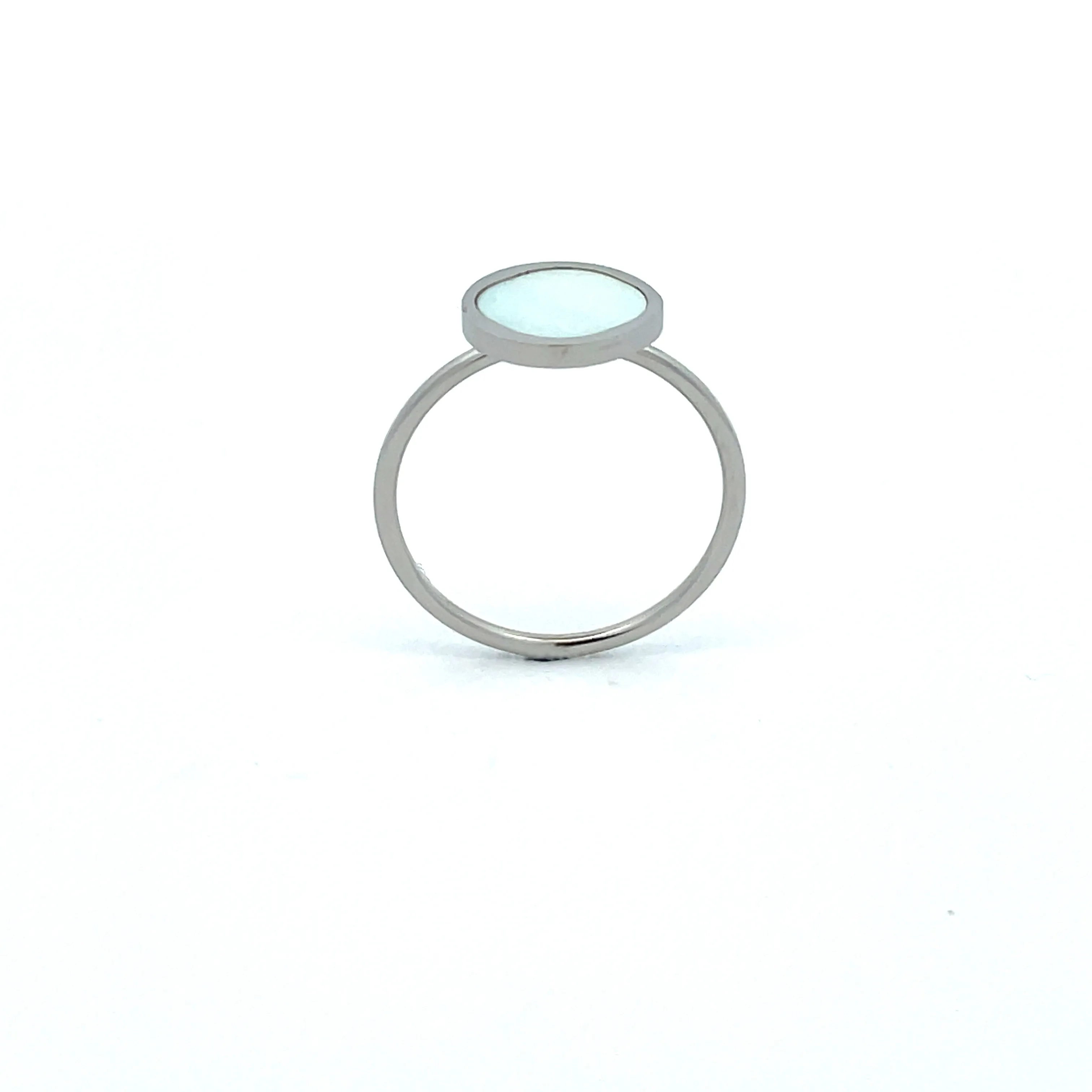 Stainless Steel White Mother Of Pearl Ring