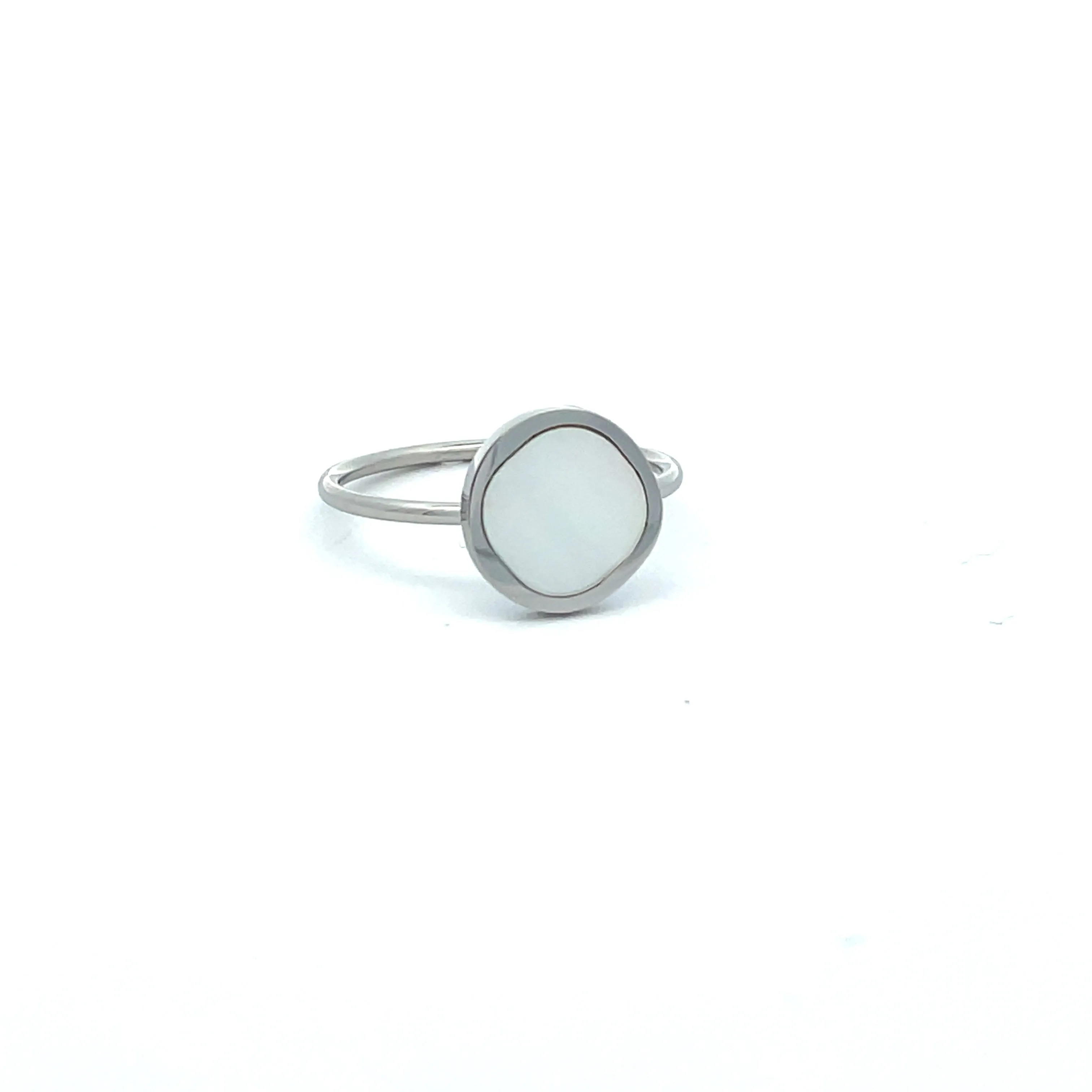 Stainless Steel White Mother Of Pearl Ring