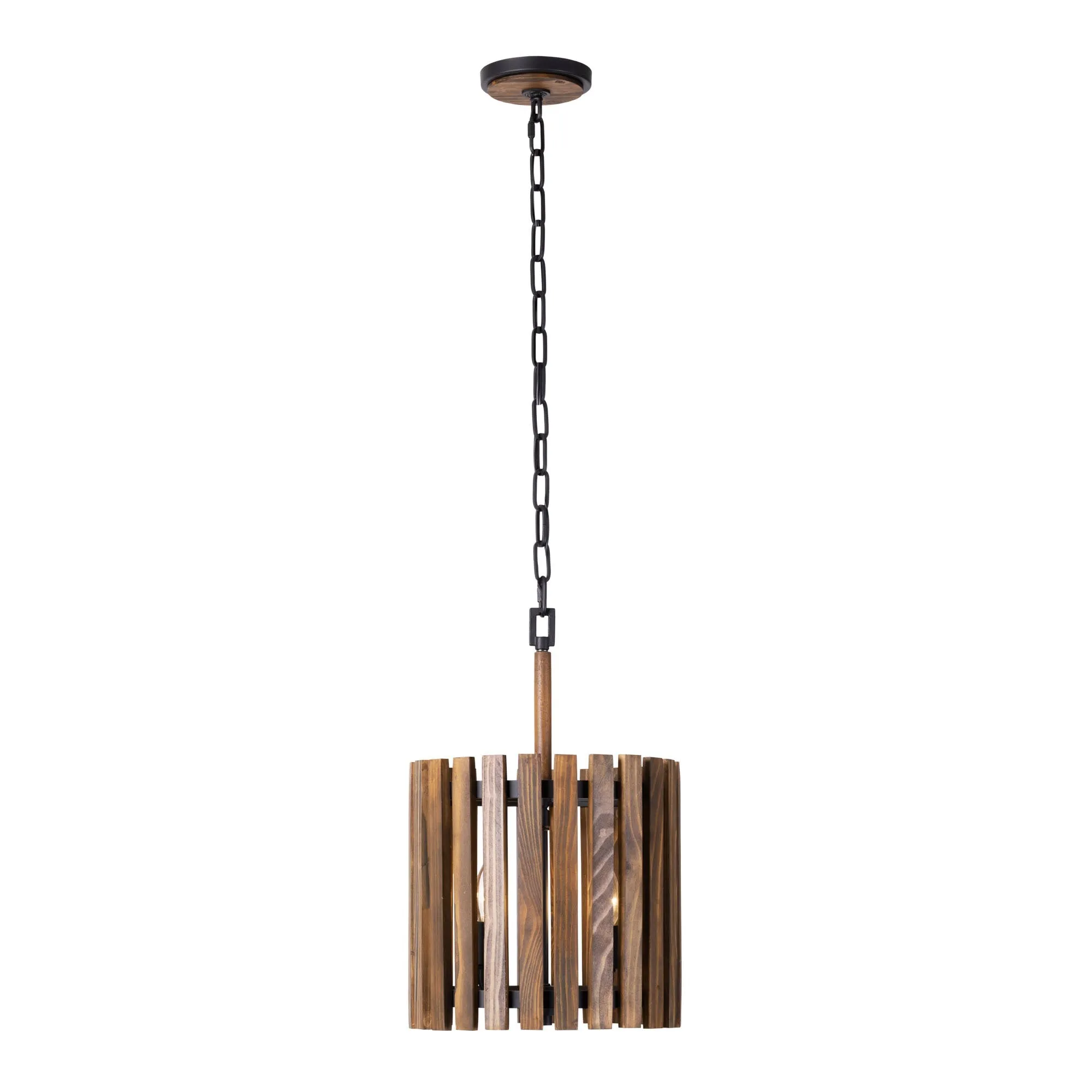 Suratto 387P02MBW 2-Light Pendant Light - Matte Black/Medium Walnut