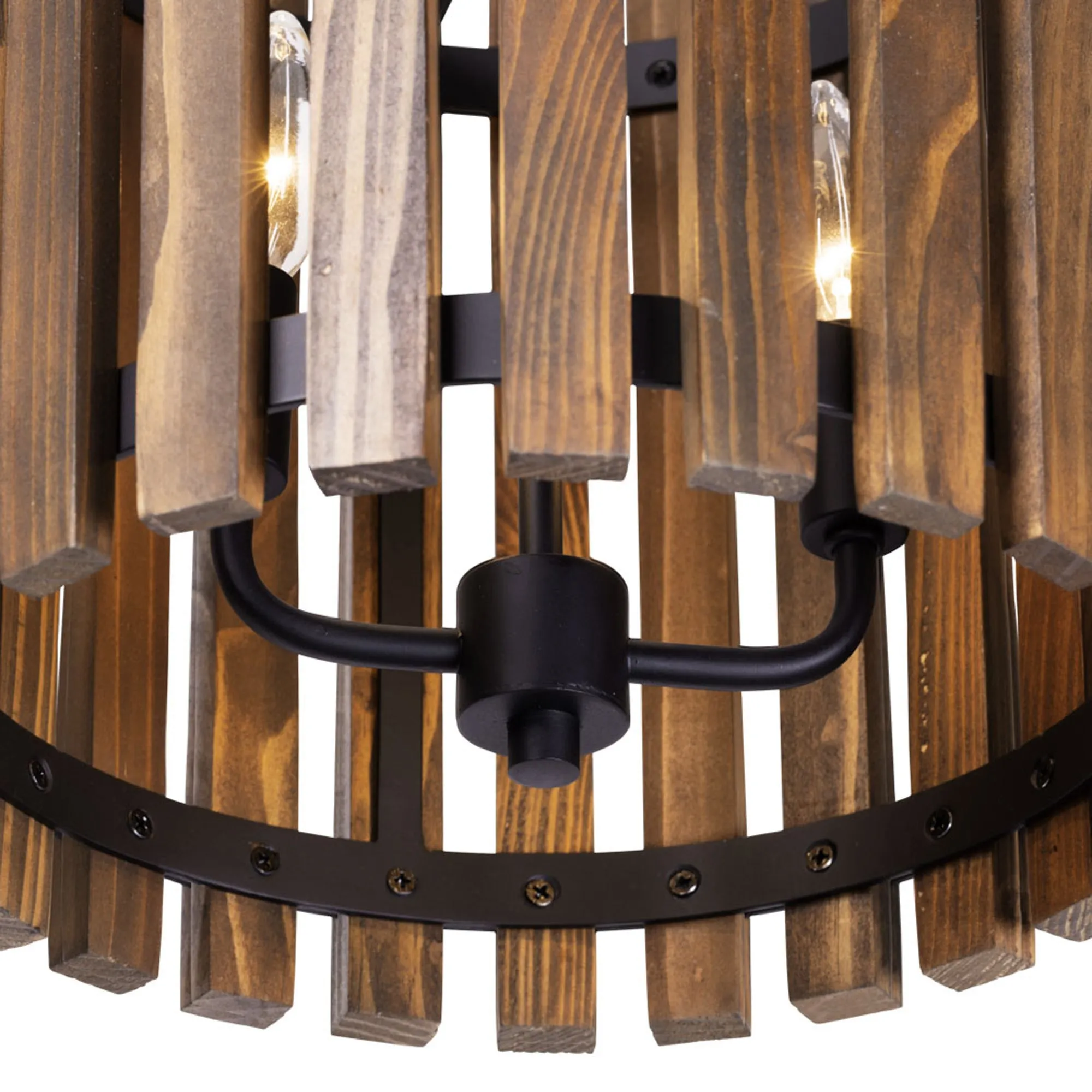 Suratto 387P02MBW 2-Light Pendant Light - Matte Black/Medium Walnut