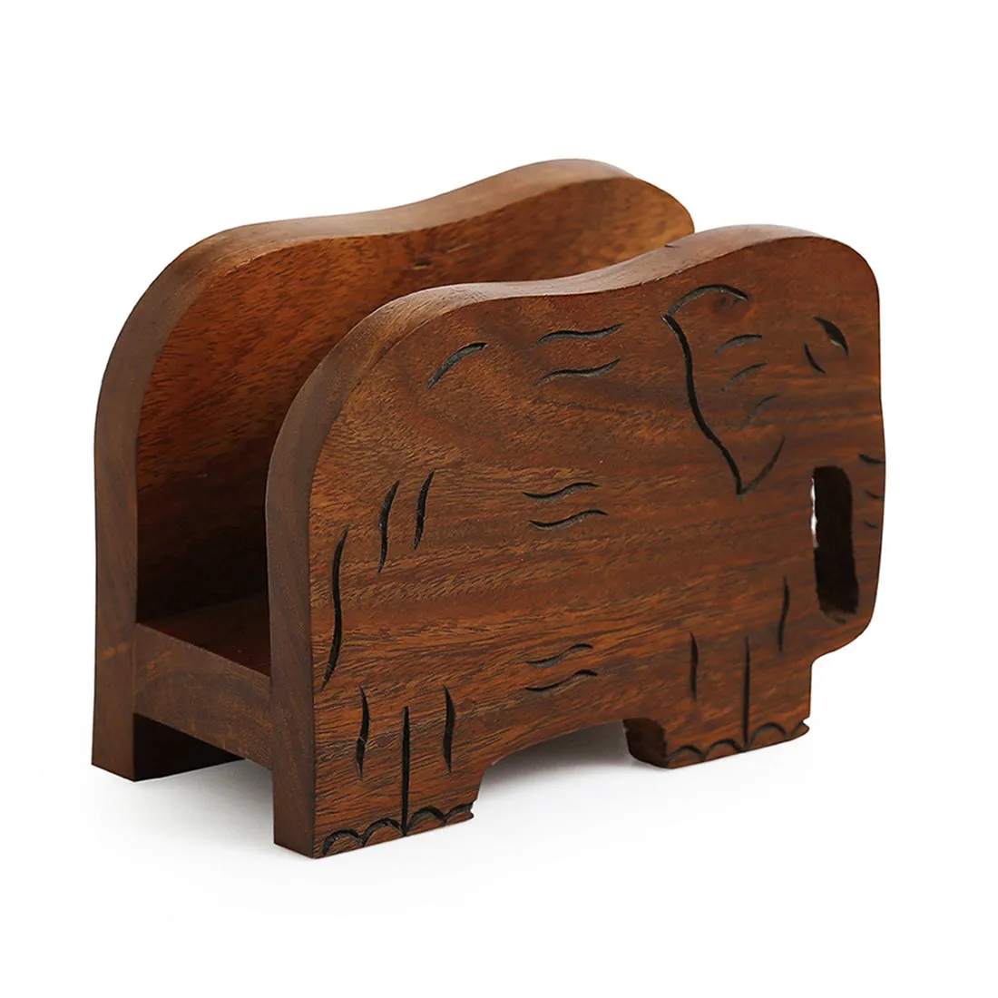 'Trunk-ed Bunk' Hand Carved Napkin Holder In Sheesham Wood