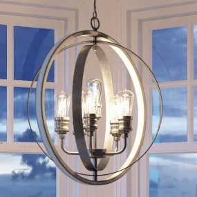 UHP2211 Vintage Chandelier, 30-3/4"H x 28"W, Galvanized Steel Finish, Anchorage Collection