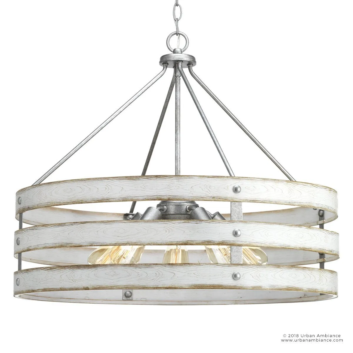 UHP2479 Modern Farmhouse Chandelier, 22-3/4"H x 27-3/4"W, Galvanized Steel Finish, Adelaide Collection