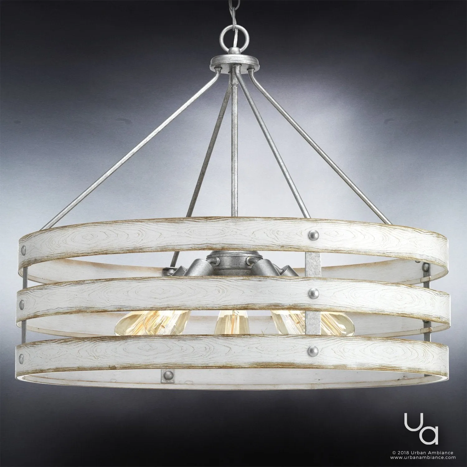 UHP2479 Modern Farmhouse Chandelier, 22-3/4"H x 27-3/4"W, Galvanized Steel Finish, Adelaide Collection