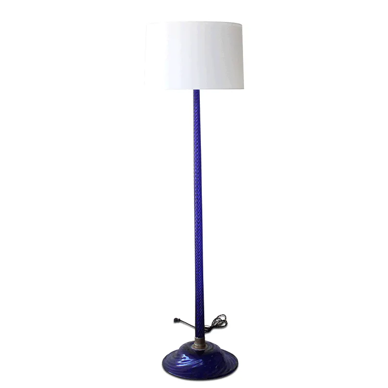 Vintage Cobalt Blue Murano Glass Floor Lamp