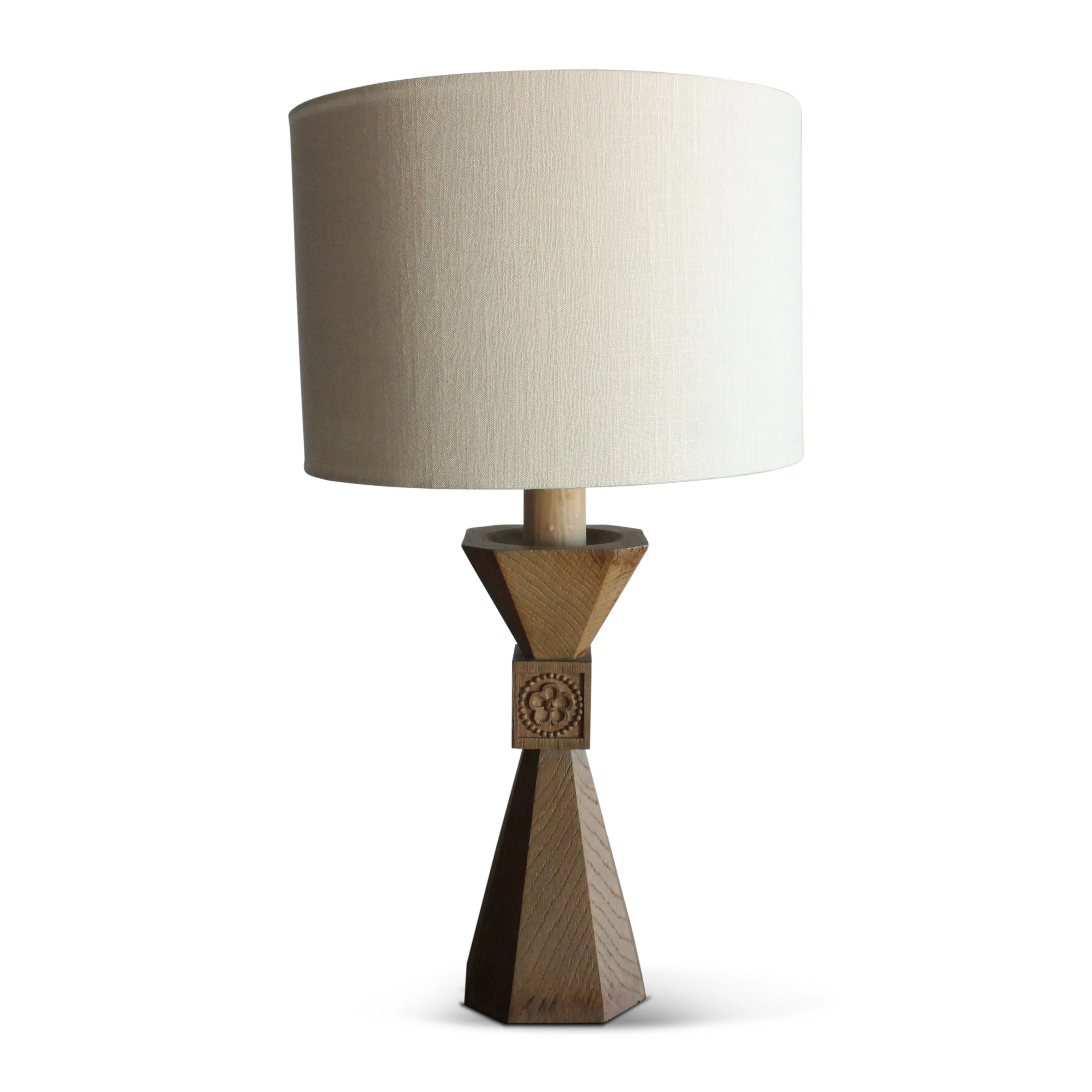 Vintage French Oak Table Lamp, 1940s