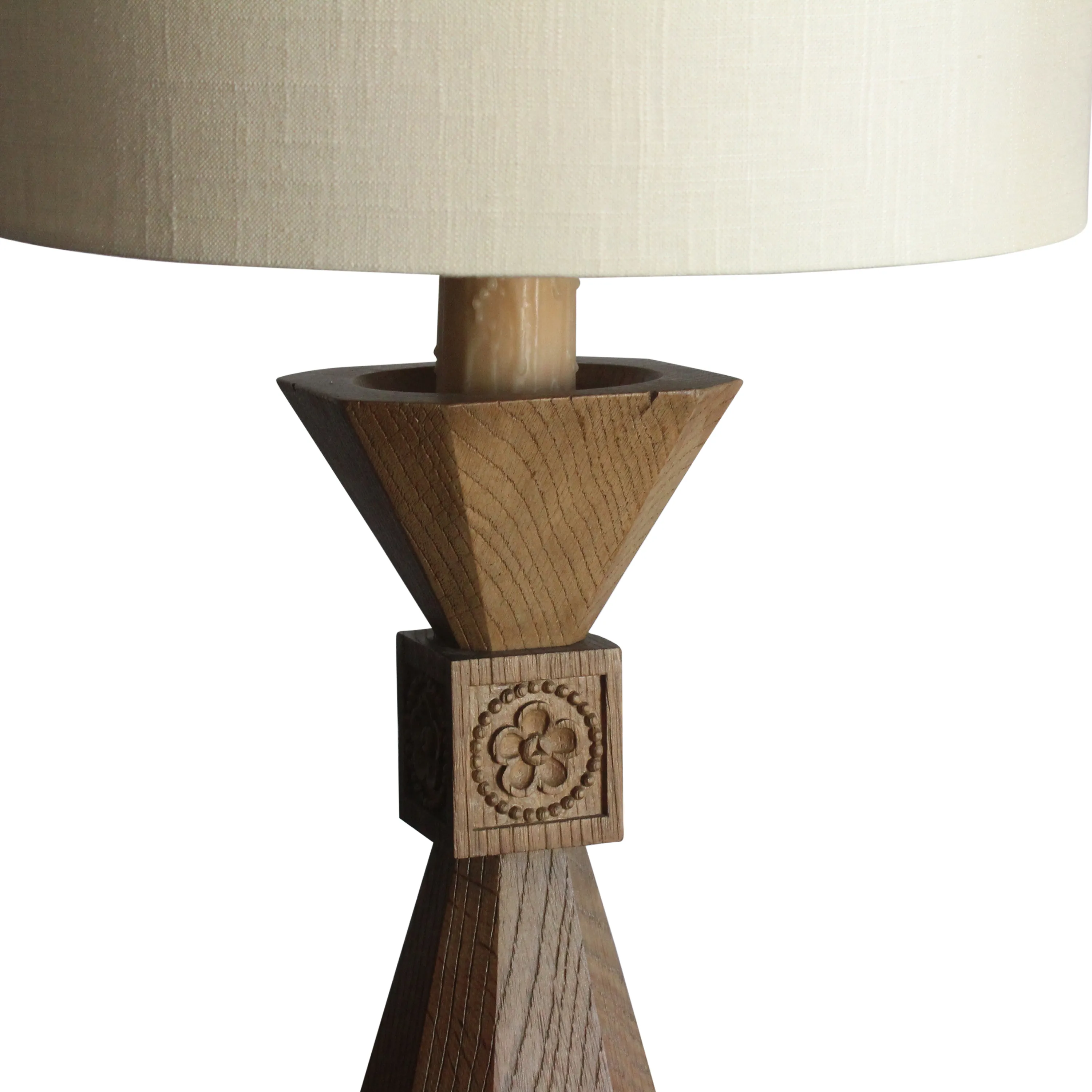 Vintage French Oak Table Lamp, 1940s