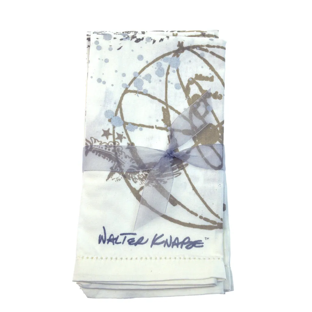 Walter Knabe Hand Printed Napkin Set Astrological Orbit