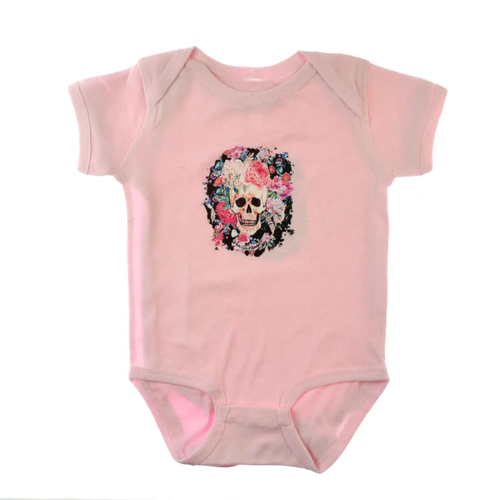 Walter Knabe Infant Onesie Skull Floral Pink