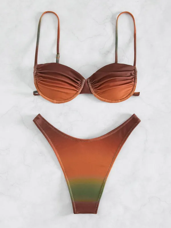 Women's Ruched Colour Gradient Bikini