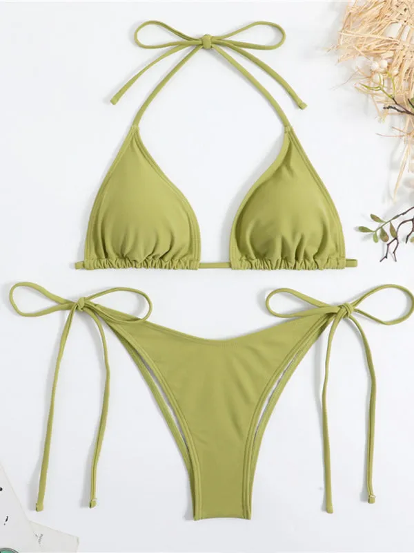 Women's Sexy Halter Neck Side Tie Triangle Bikini