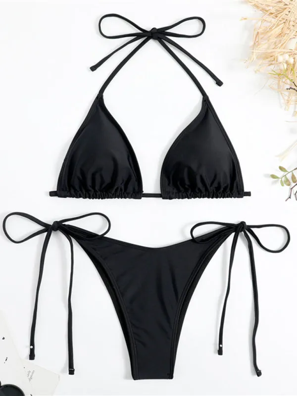 Women's Sexy Halter Neck Side Tie Triangle Bikini