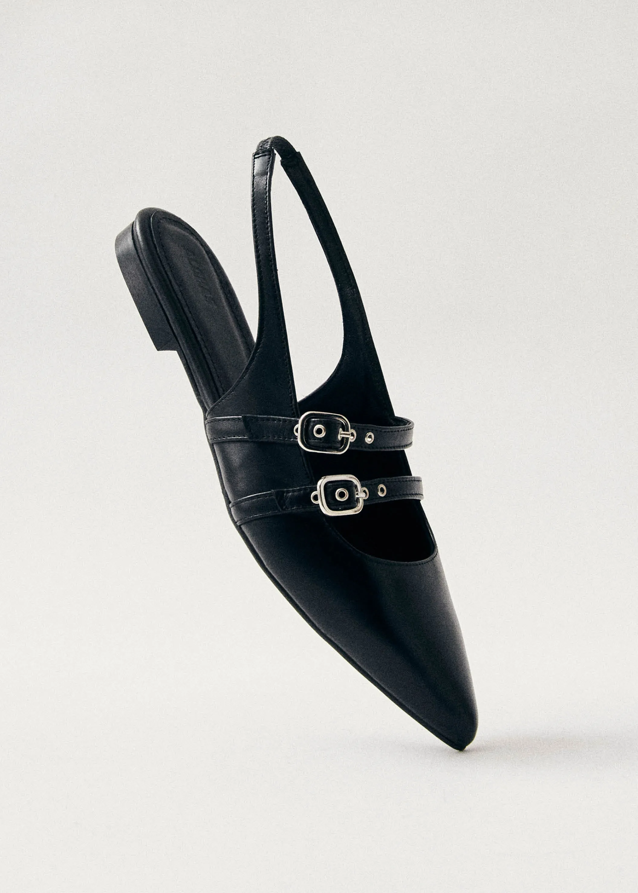 Wren Black Leather Ballet Flats